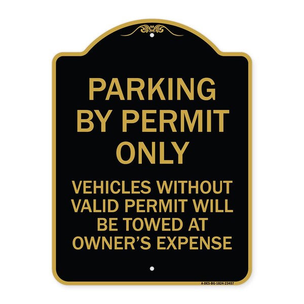 Parking by Permit Vehicles w/o Valid Permit Towed Owners Expense Alum, 24" L, 18" H, BG-1824-23457